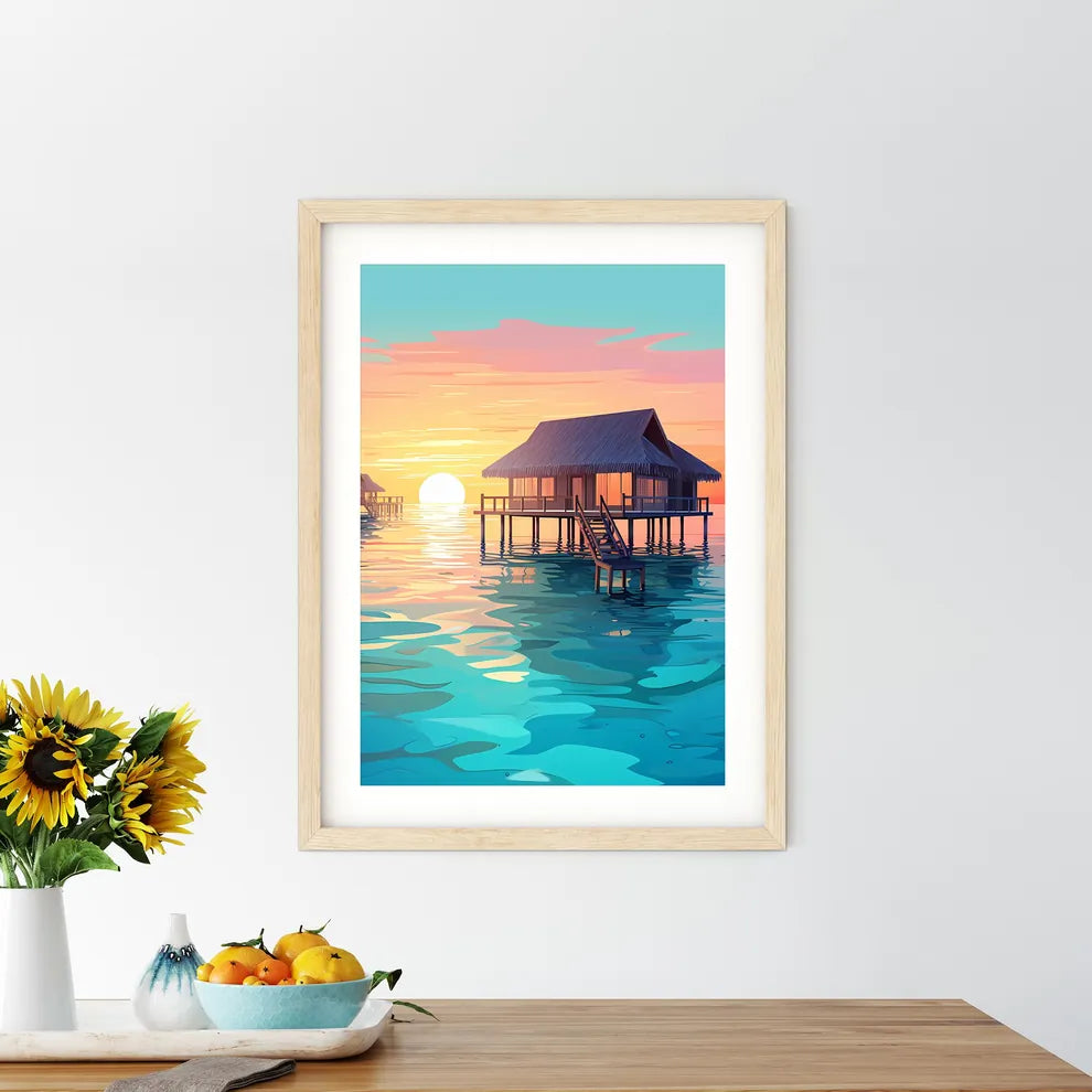 Group Of Houses On Stilts In Water Art Prin - Kitchen Hangings