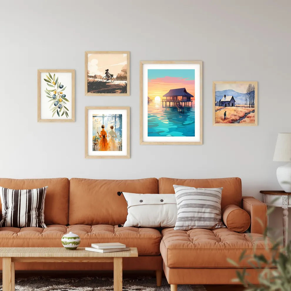 Group Of Houses On Stilts In Water Art Prin Framed Print