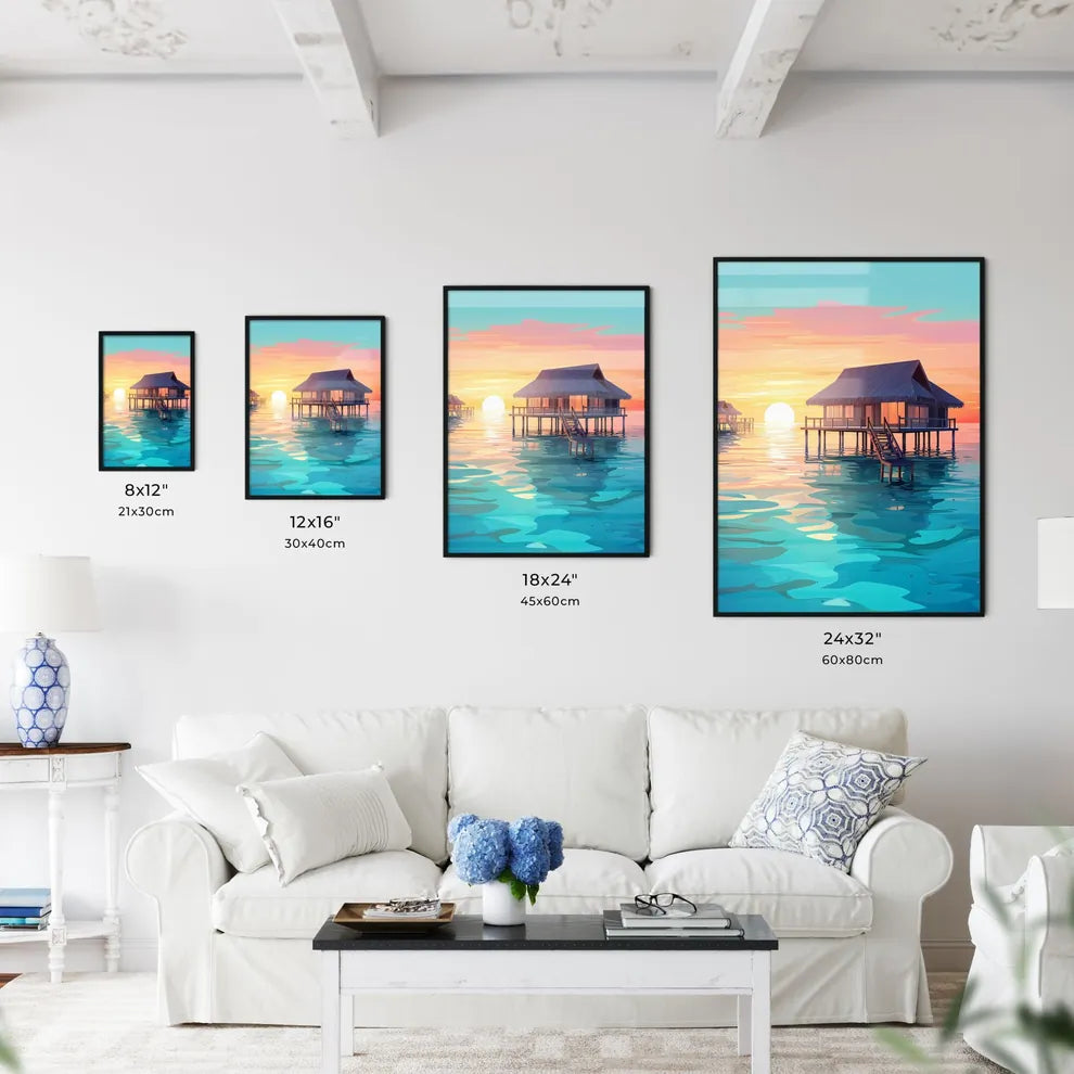 Group Of Houses On Stilts In Water Art Prin Wall Art