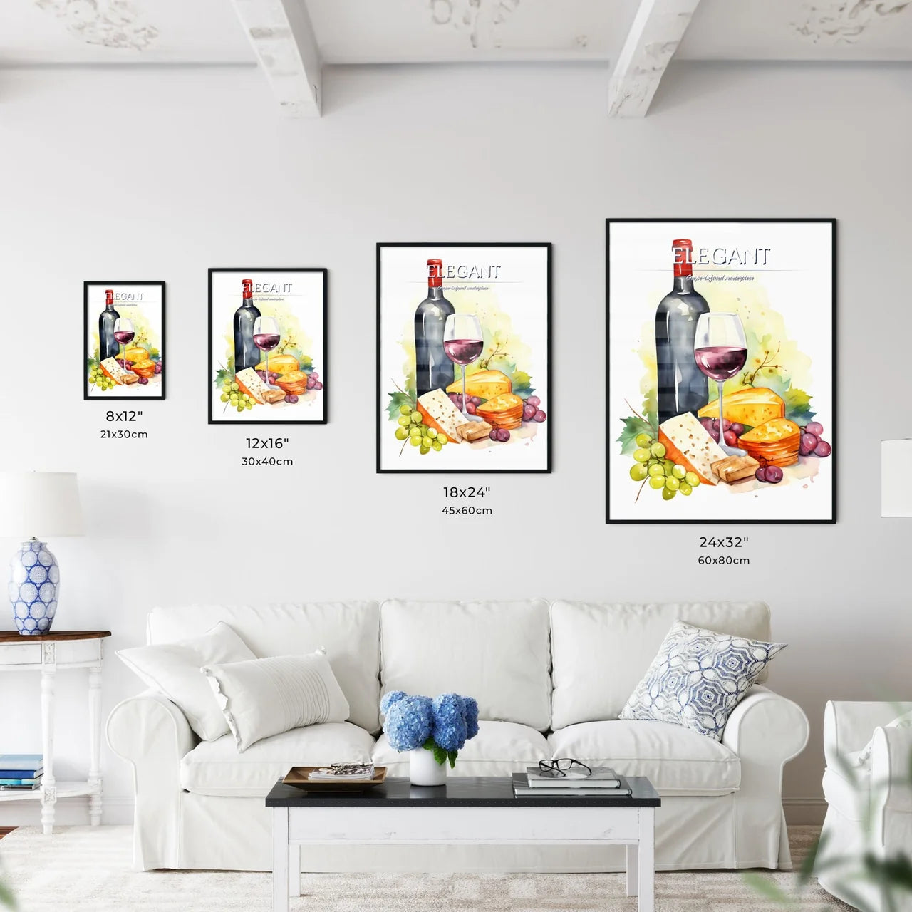 Bottle Of Wine And A Glass Of Wine Art Prin - Kitchen Hangings