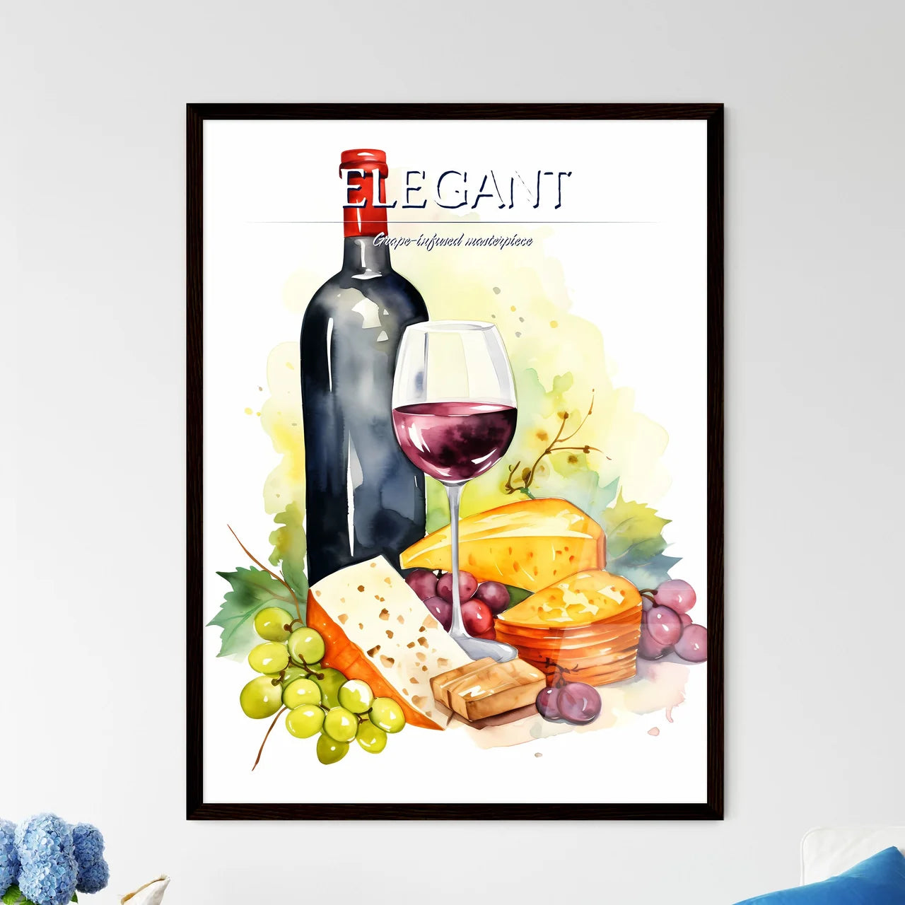 Bottle Of Wine And A Glass Of Wine Art Prin - Framed Art Print