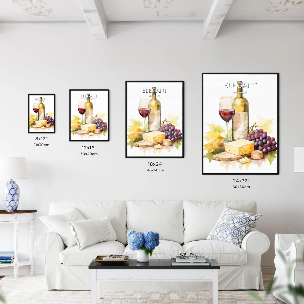 Watercolor Of A Bottle Of Wine And A Glass O - Kitchen Hangings