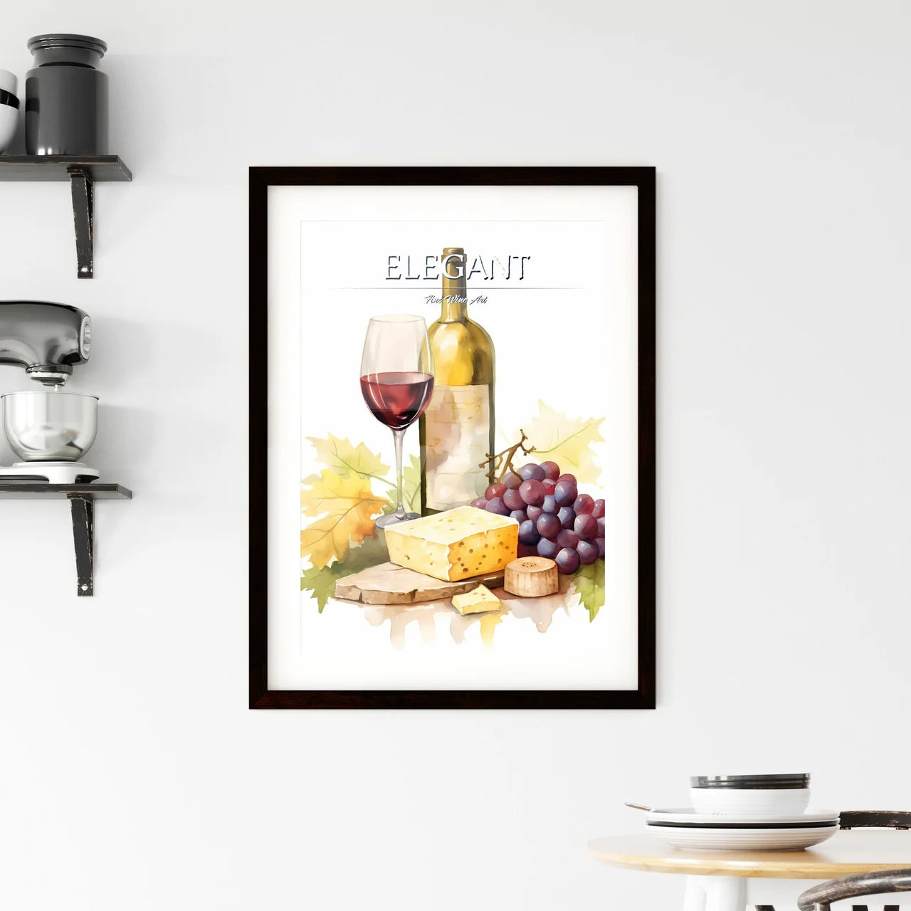 Watercolor Of A Bottle Of Wine And A Glass O Framed Print