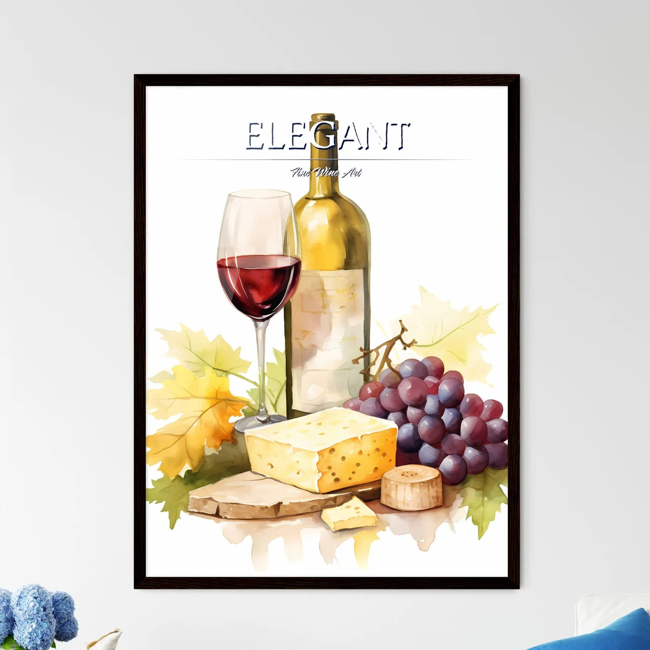 Watercolor Of A Bottle Of Wine And A Glass O - Framed Art Print