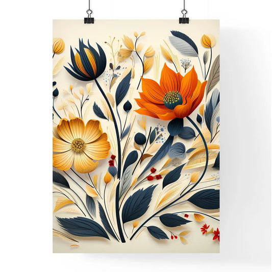 Colorful Flower Arrangement With Leaves And  Poster
