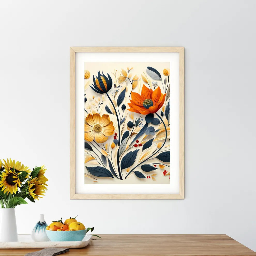 Colorful Flower Arrangement With Leaves And  - Kitchen Hangings