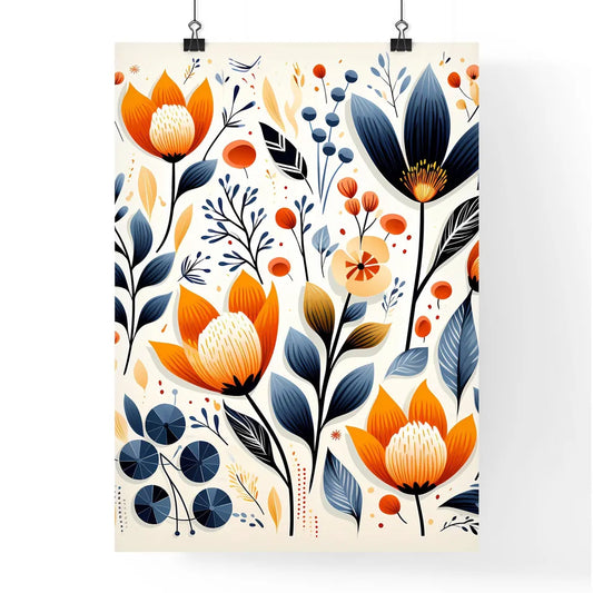 Colorful Flowers And Leaves Art Prin Poster