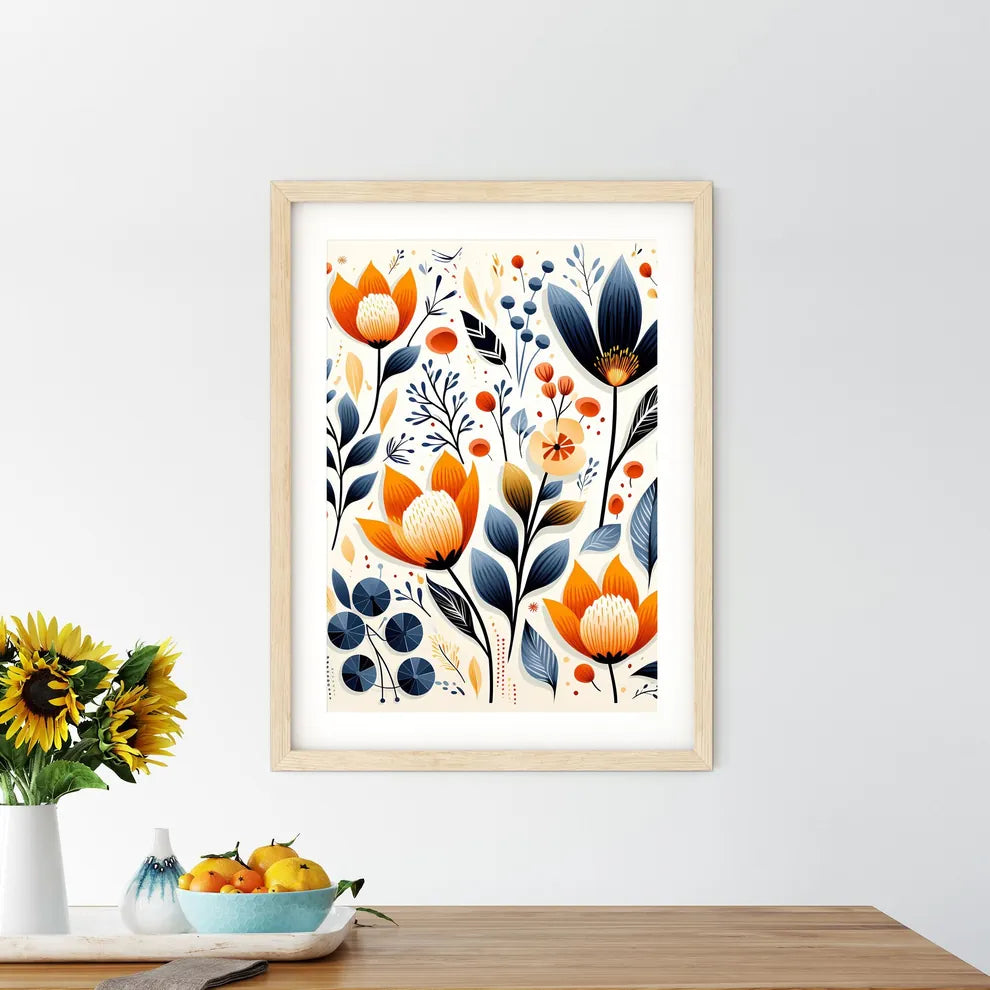 Colorful Flowers And Leaves Art Prin - Kitchen Hangings