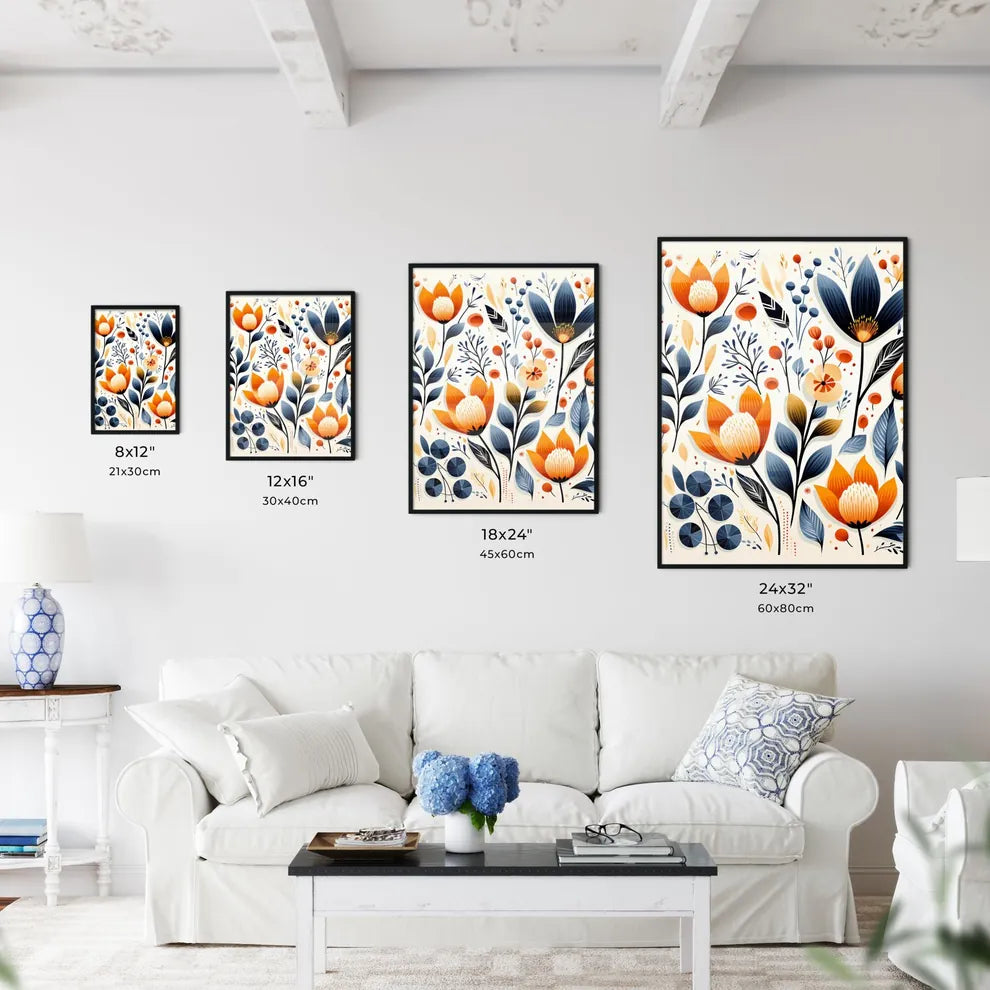 Colorful Flowers And Leaves Art Prin Wall Art