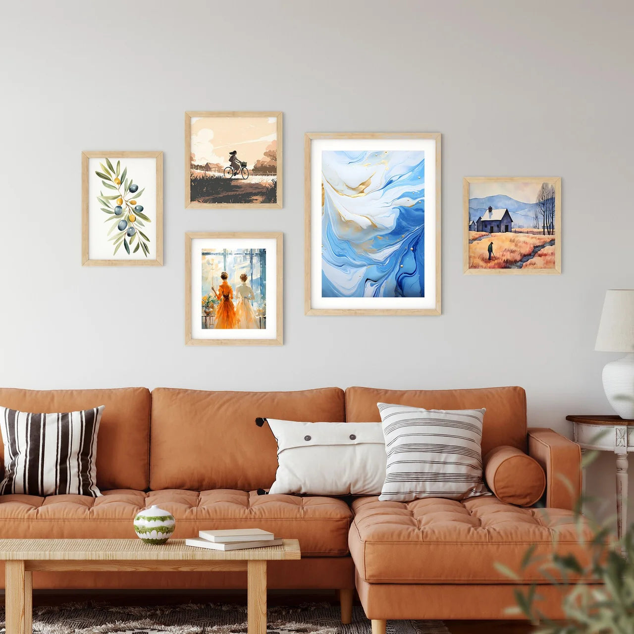 Blue And Gold Swirls Of Paint Art Prin Framed Print