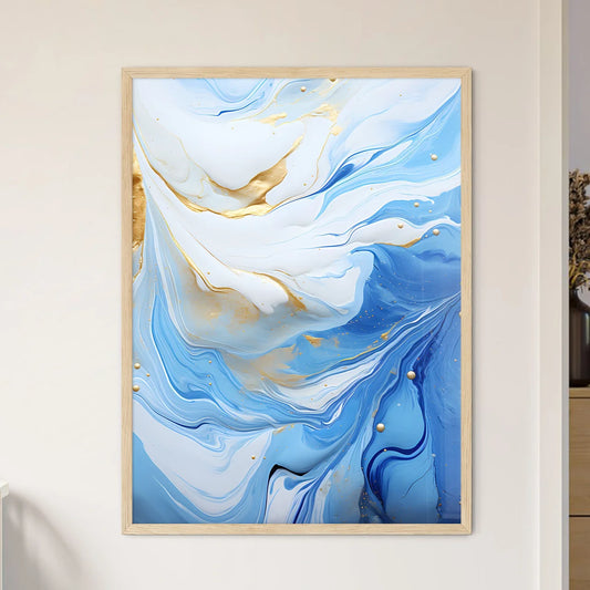 Blue And Gold Swirls Of Paint Art Prin - Framed Art Print