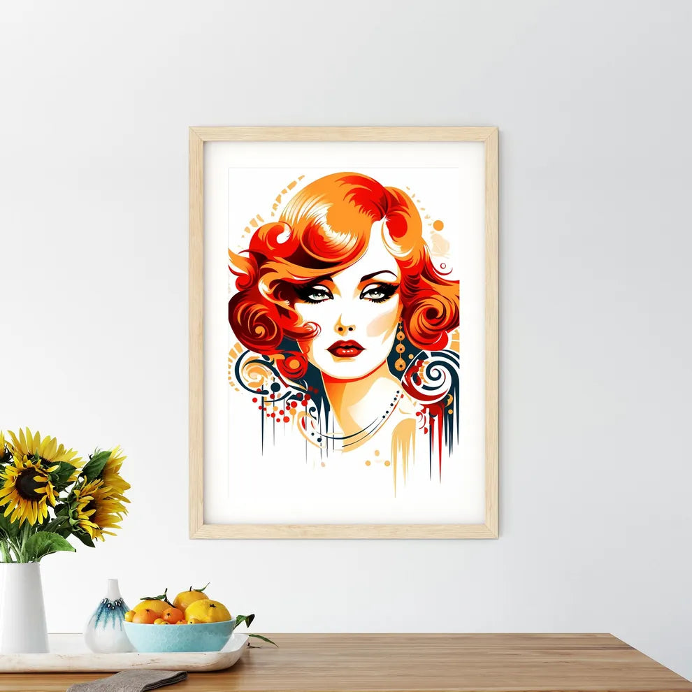 Woman With Red Hair And Makeup Art Prin - Kitchen Hangings