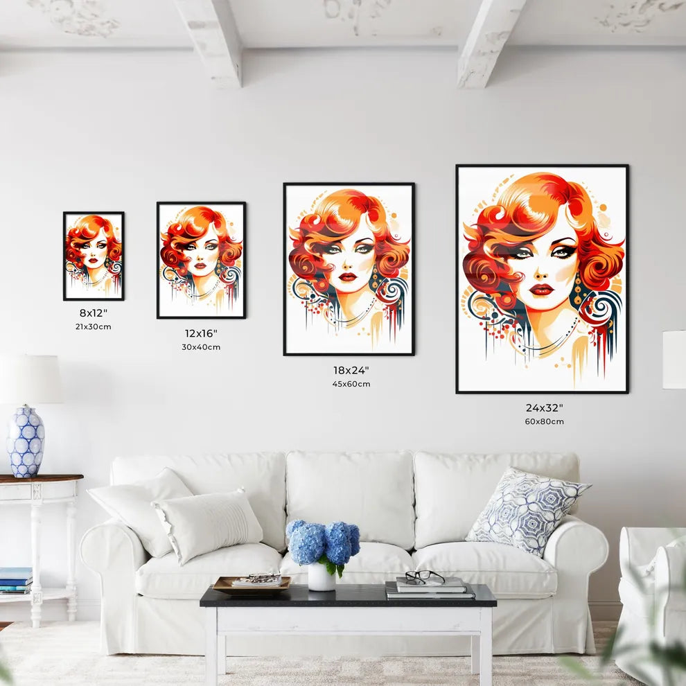 Woman With Red Hair And Makeup Art Prin Wall Art