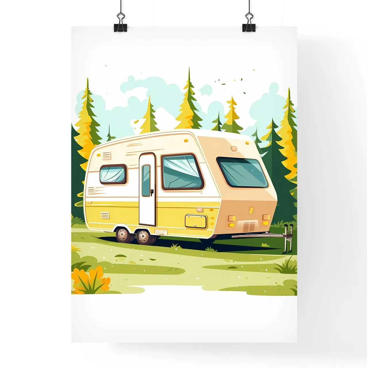 Trailer In A Forest Art Prin Poster