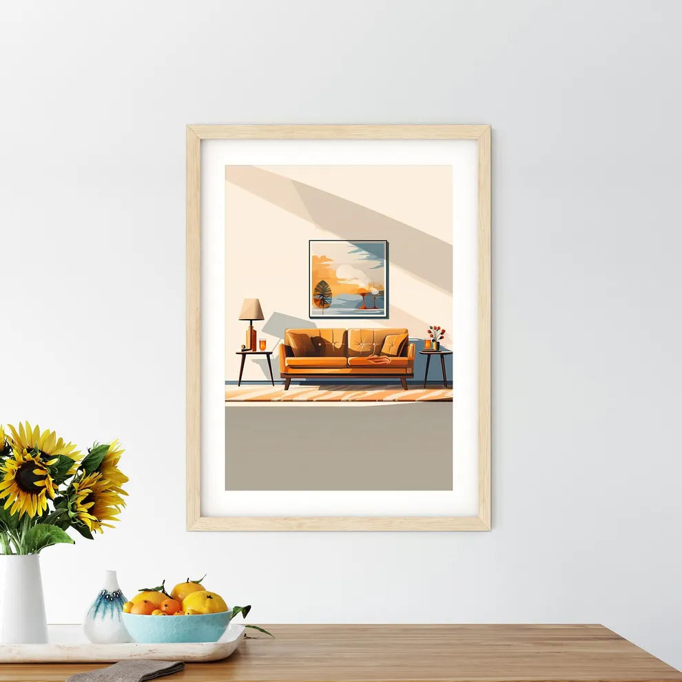 Couch And Table In A Room Art Prin - Kitchen Hangings