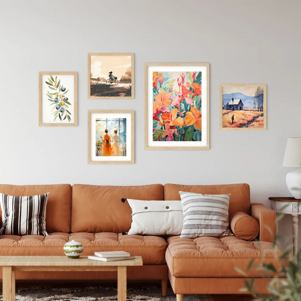 Painting Of Orange Flowers Art Prin Framed Print