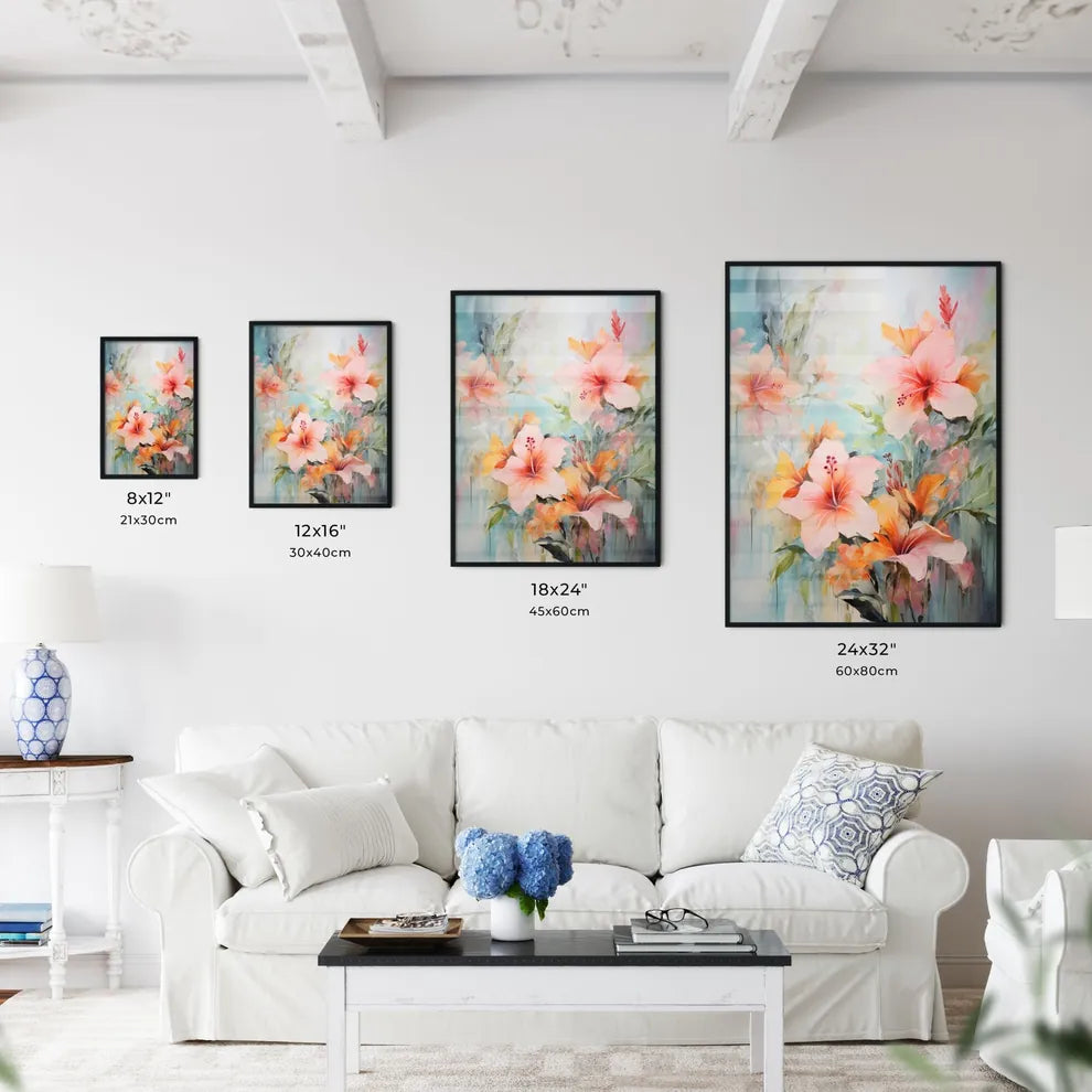 Painting Of Flowers On A Blue Background Art Wall Art