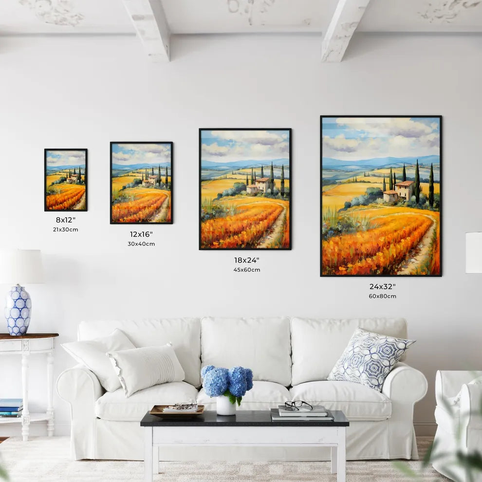 Painting Of A House In A Field Of Flowers Ar Wall Art