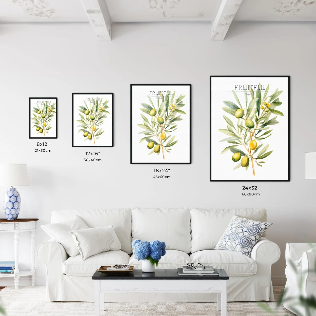 Watercolor Of A Plant With Green Fruits Art  - Kitchen Hangings