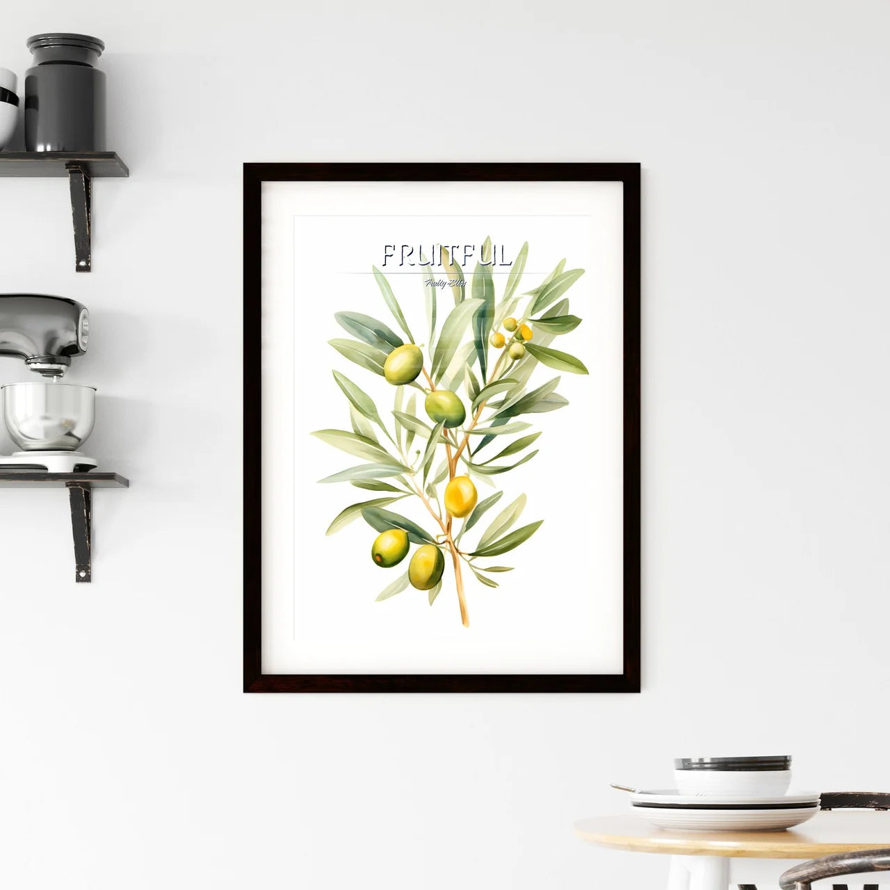 Watercolor Of A Plant With Green Fruits Art  Framed Print