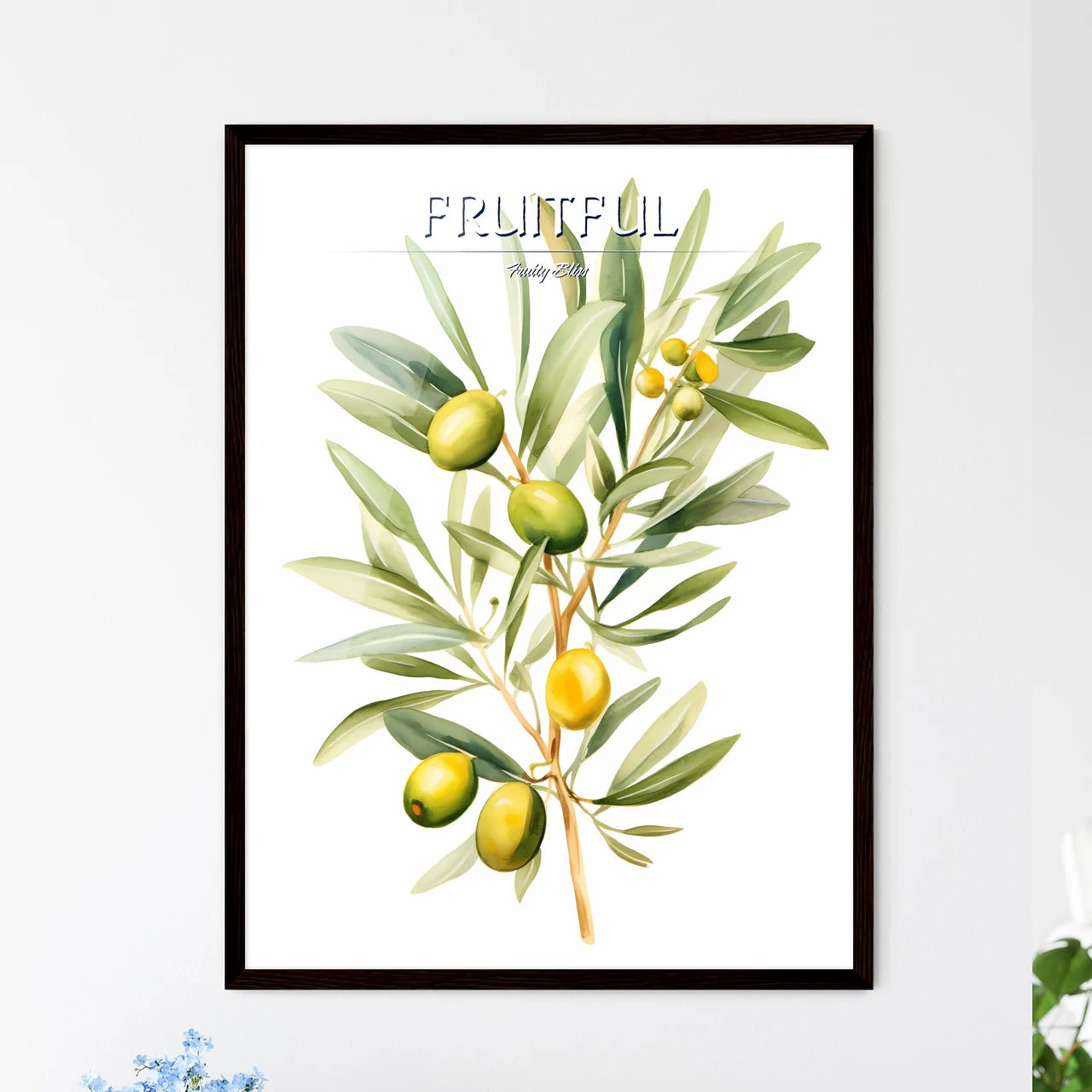Watercolor Of A Plant With Green Fruits Art  - Framed Art Print