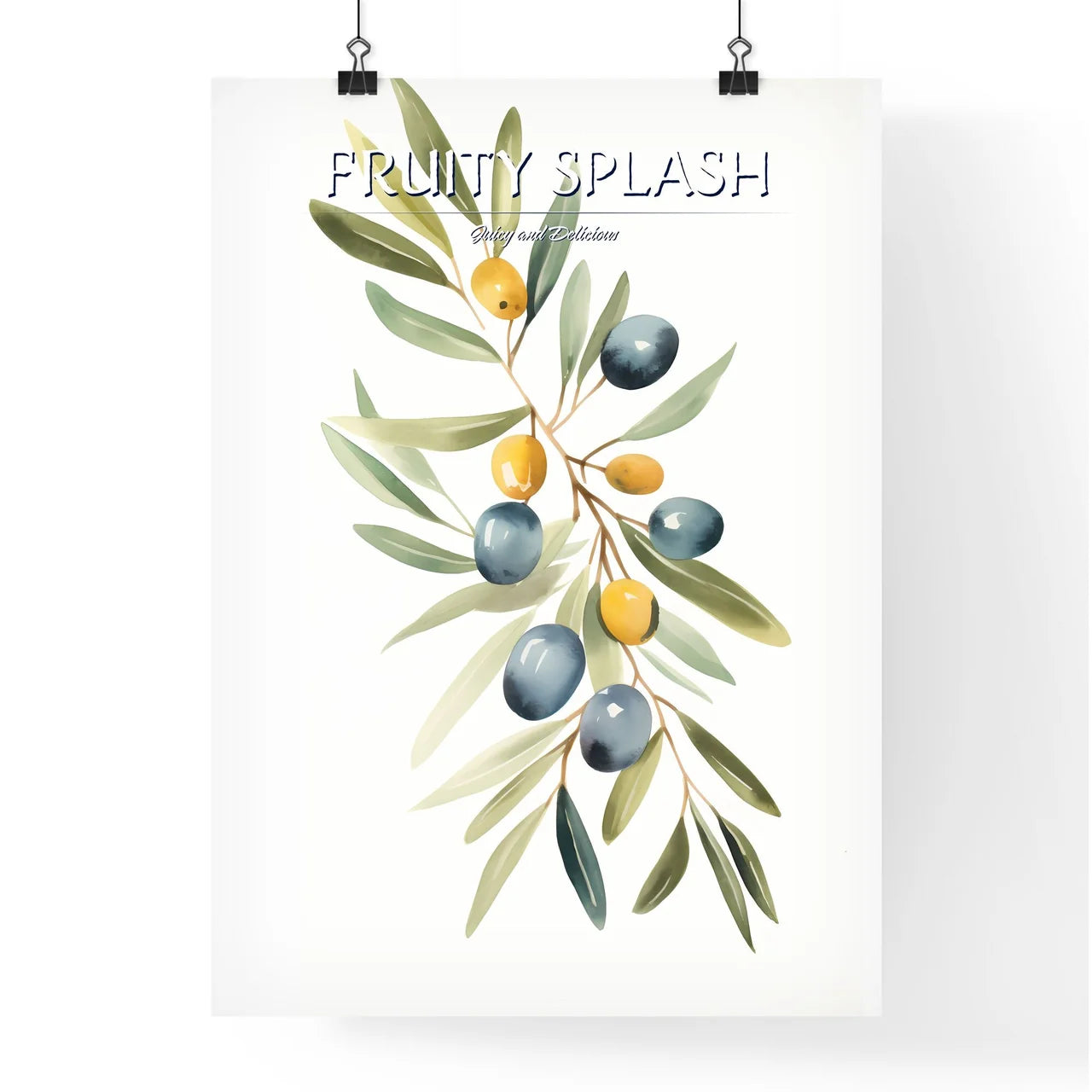 Watercolor Painting Of A Branch With Fruits  Poster