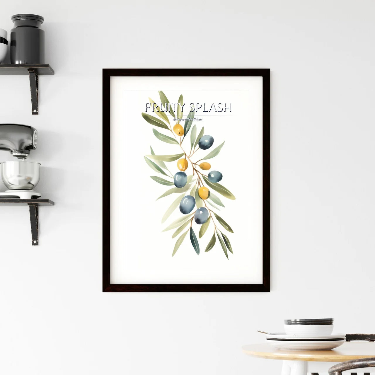 Watercolor Painting Of A Branch With Fruits  Framed Print