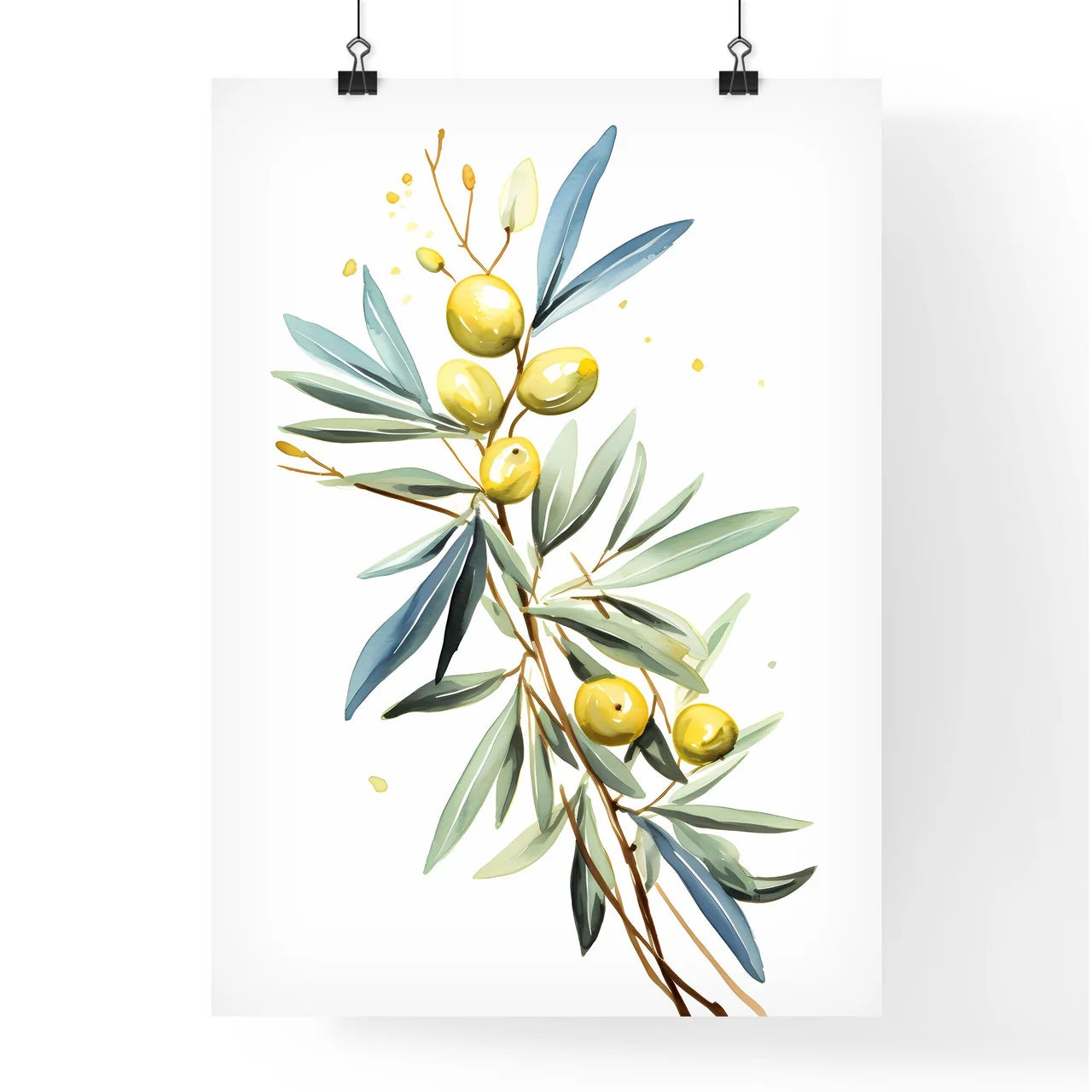 Branch With Leaves And Fruits Art Prin Poster