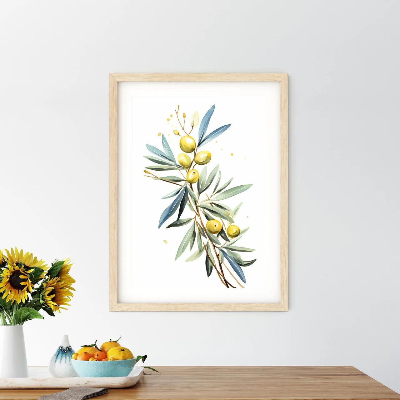 Branch With Leaves And Fruits Art Prin - Kitchen Hangings
