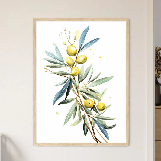 Branch With Leaves And Fruits Art Prin - Framed Art Print