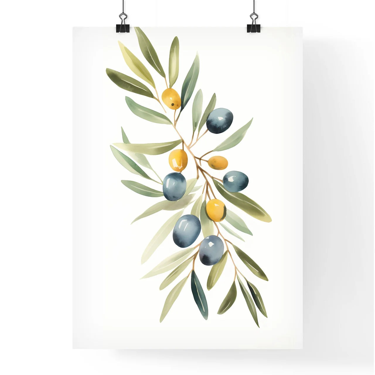 Watercolor Painting Of A Branch With Fruits  Poster
