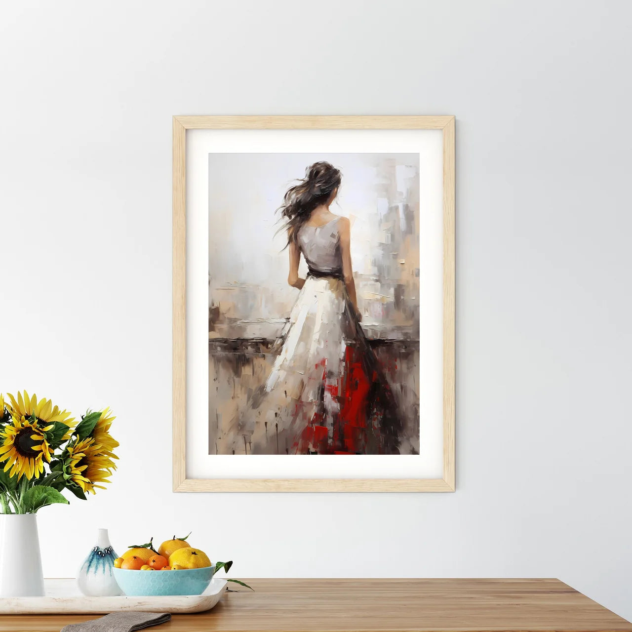 Painting Of A Woman In A White Dress Art Pri - Kitchen Hangings