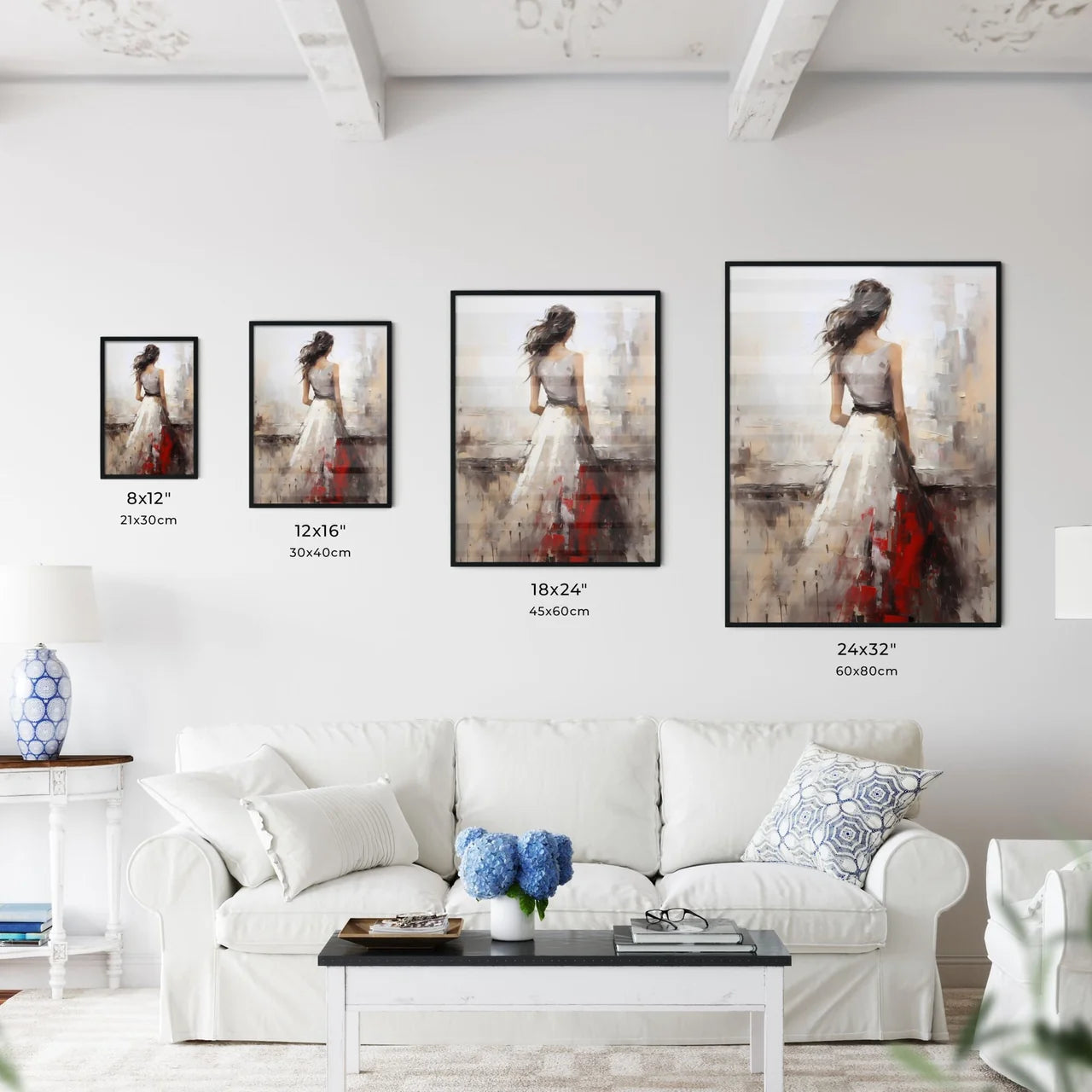 Painting Of A Woman In A White Dress Art Pri Wall Art
