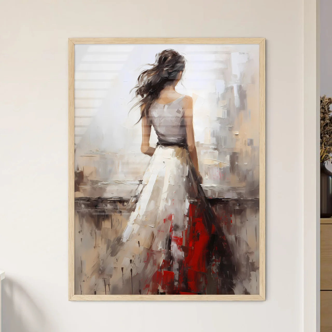Painting Of A Woman In A White Dress Art Pri - Framed Art Print