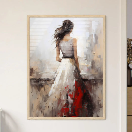 Painting Of A Woman In A White Dress Art Pri - Framed Art Print