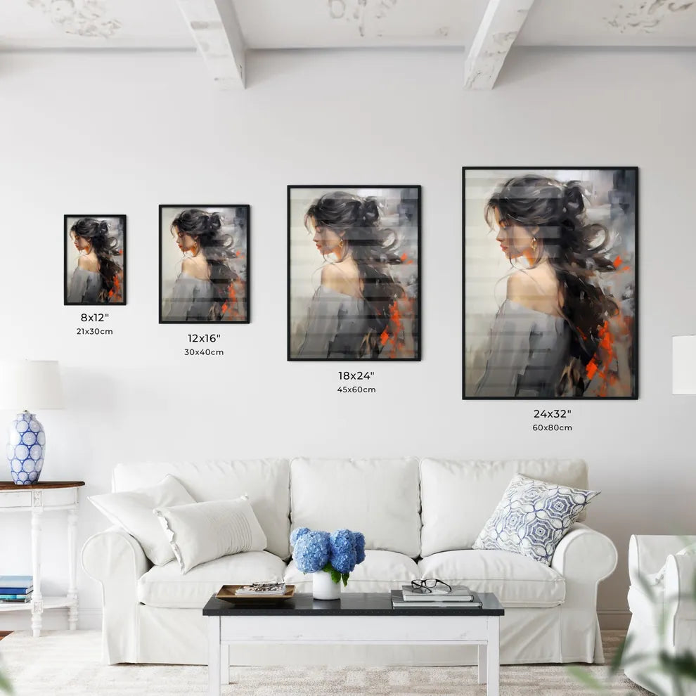 Painting Of A Woman With Long Hair Art Prin Wall Art