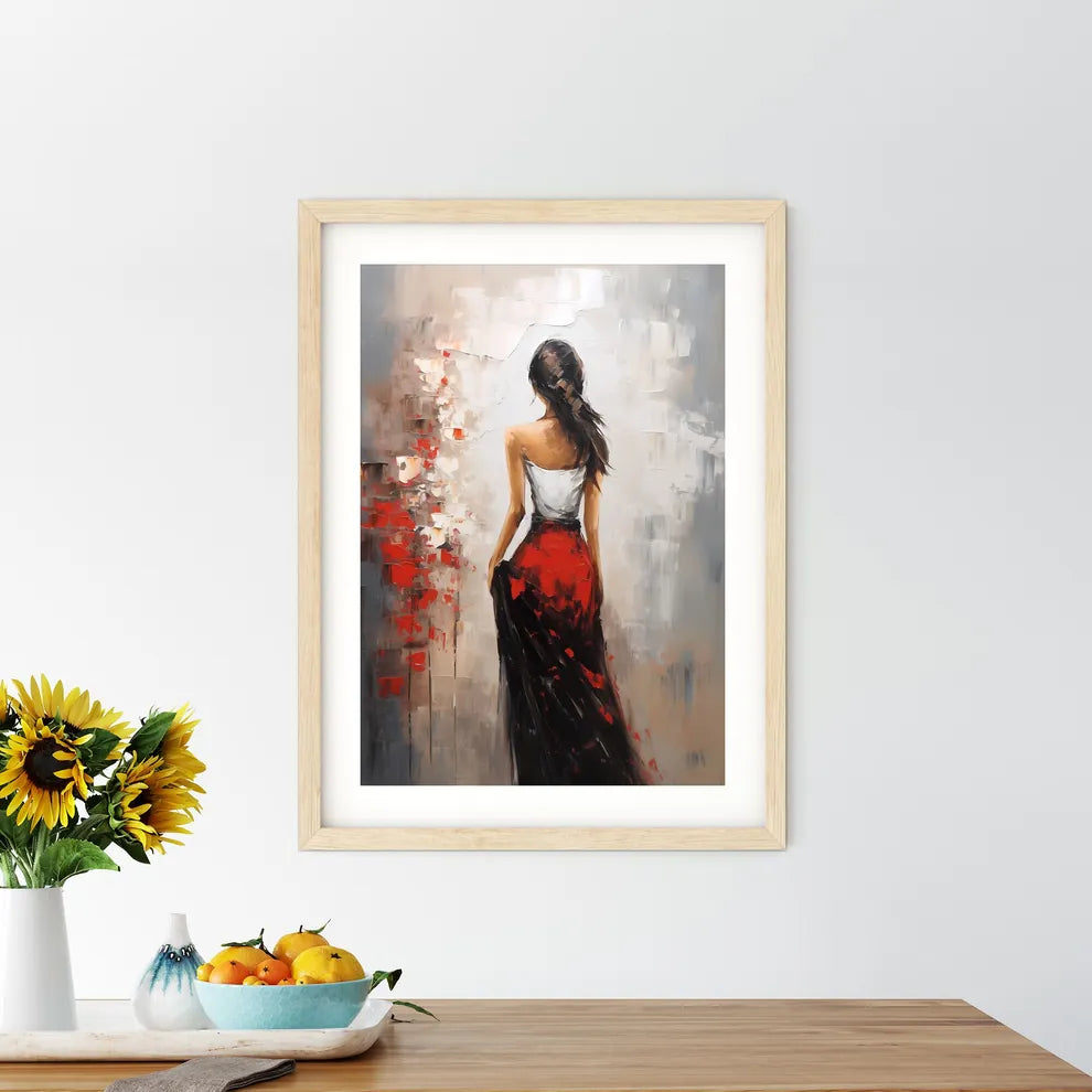 Painting Of A Woman In A Red Dress Art Prin - Kitchen Hangings