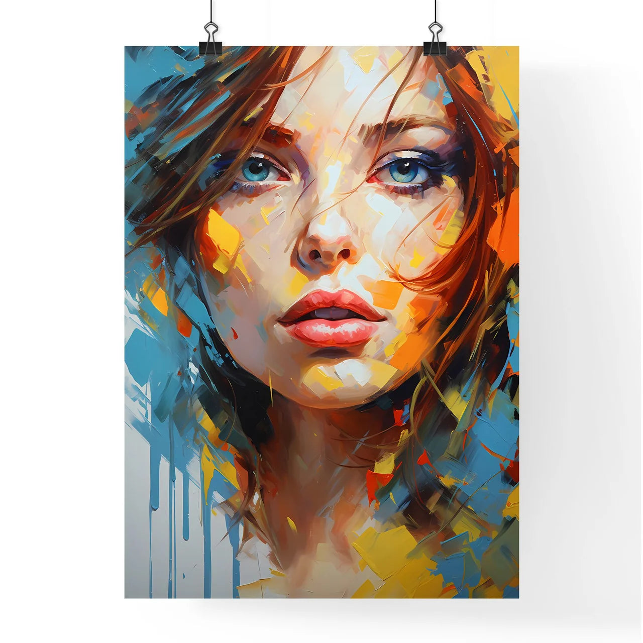 Painting Of A Woman With Colorful Paint On H Poster
