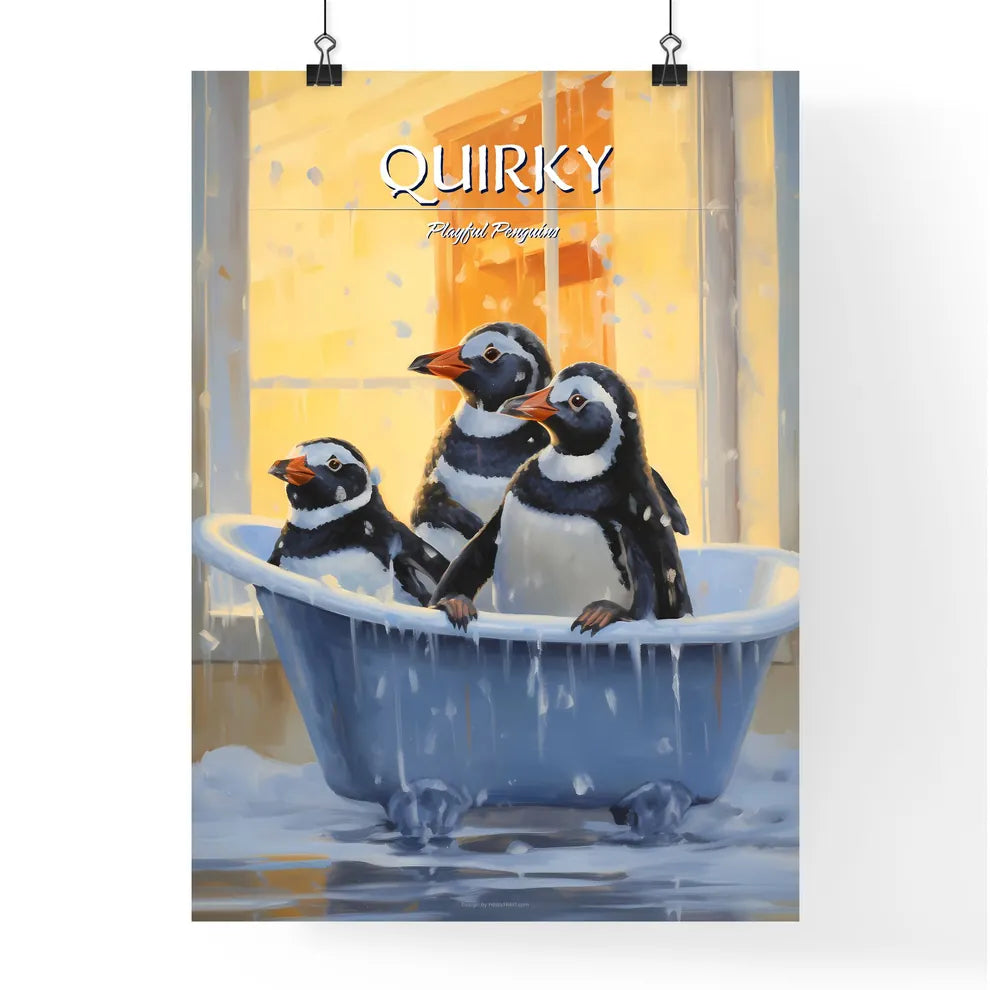 Penguins In A Bathtub Art Pri Poster