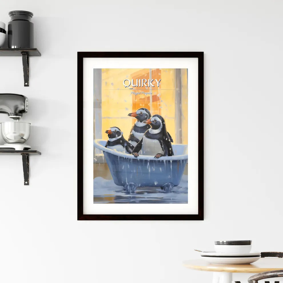 Penguins In A Bathtub Art Pri Framed Print