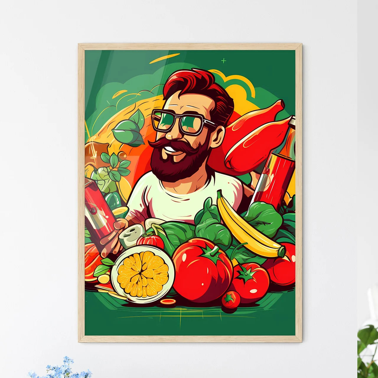 Man Holding A Variety Of Food Art Prin - Framed Art Print