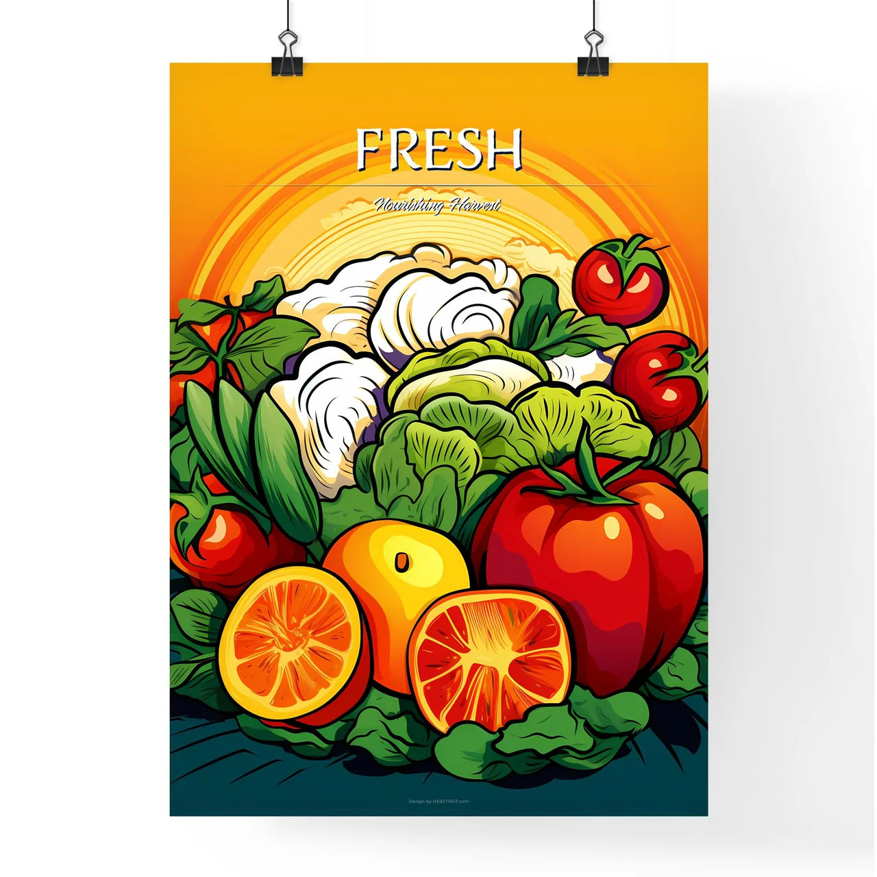 Group Of Fruits And Vegetables Art Prin Poster
