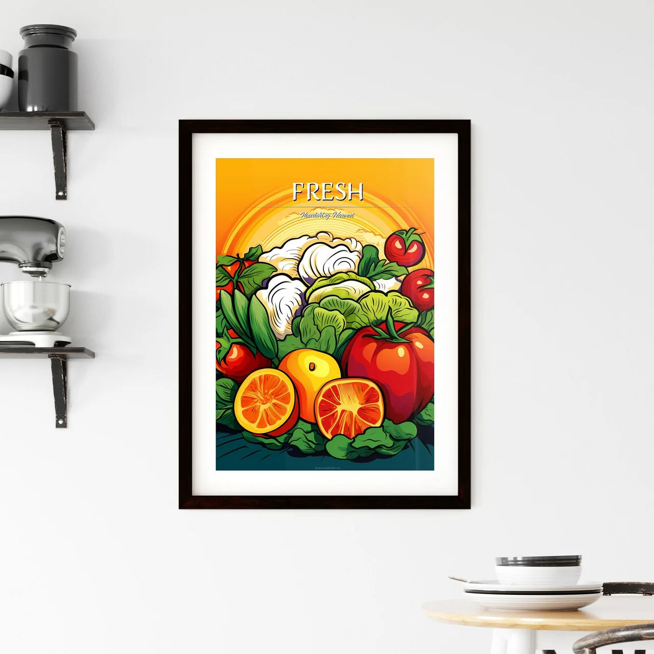 Group Of Fruits And Vegetables Art Prin Framed Print