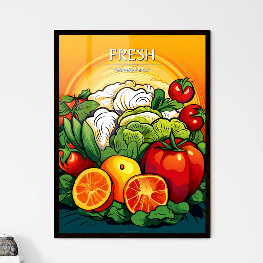 Group Of Fruits And Vegetables Art Prin - Framed Art Print
