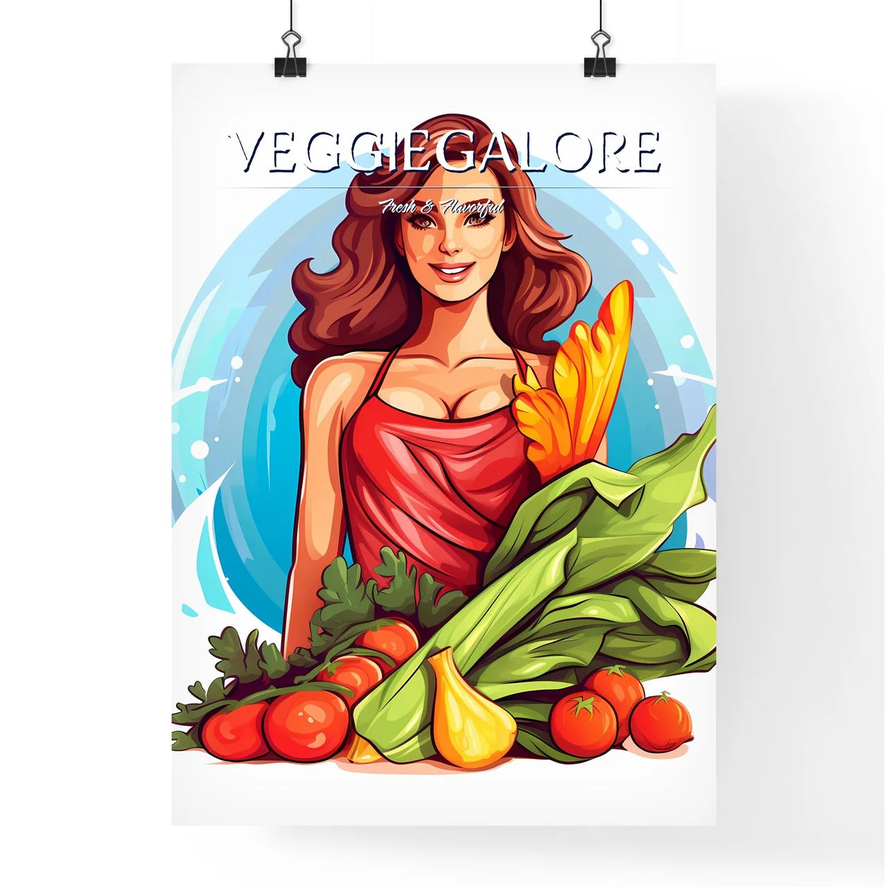 Woman Holding Vegetables Art Prin Poster