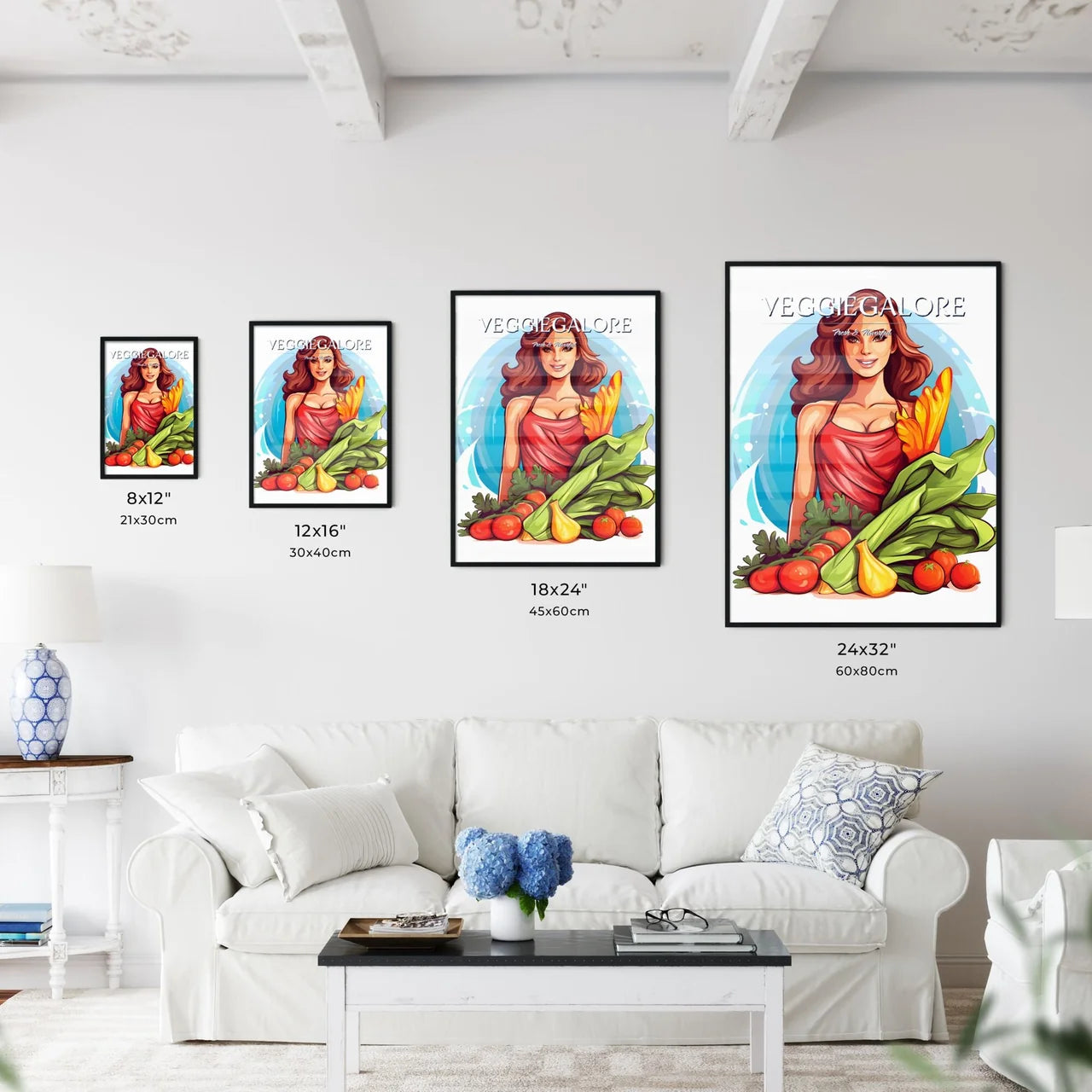 Woman Holding Vegetables Art Prin - Kitchen Hangings
