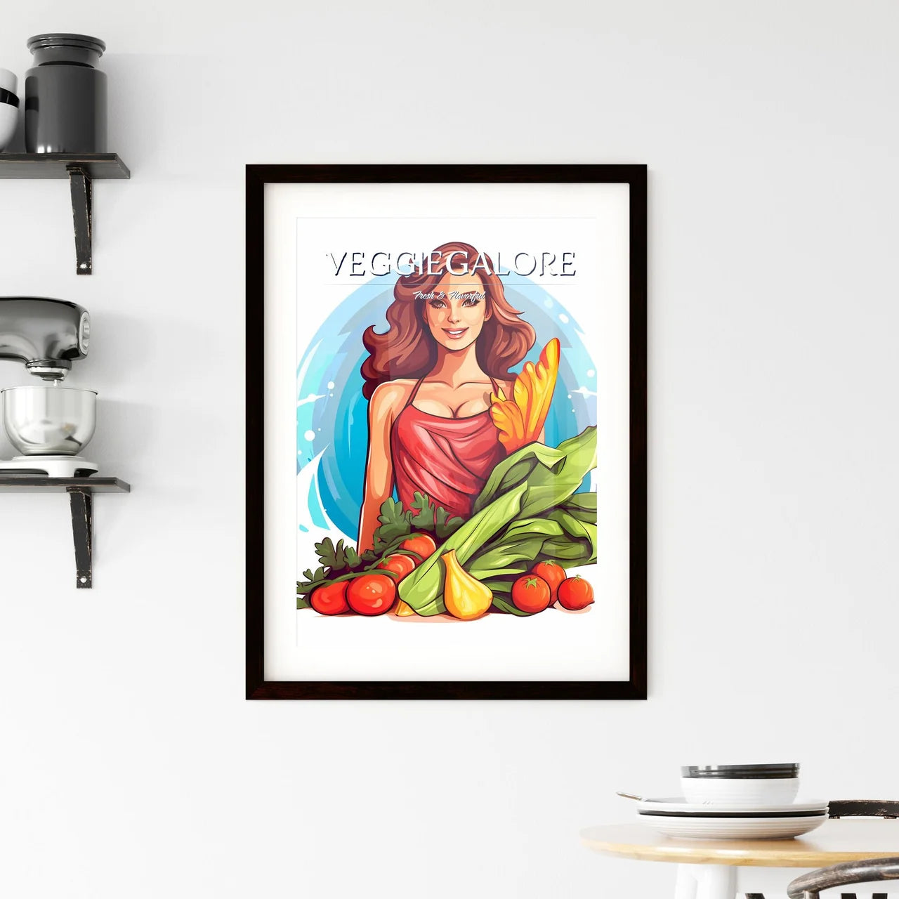 Woman Holding Vegetables Art Prin Framed Print