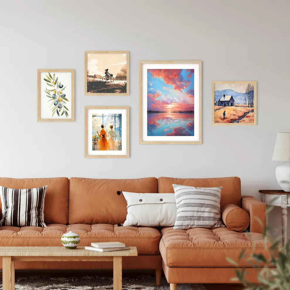 Sunset Over A Body Of Water Art Prin Framed Print