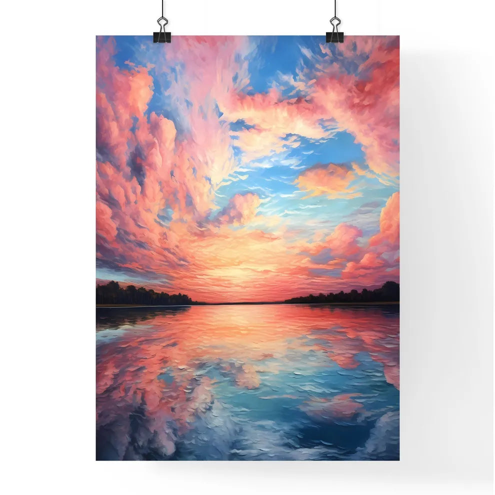 Pink Clouds Over A Body Of Water Art Prin Poster