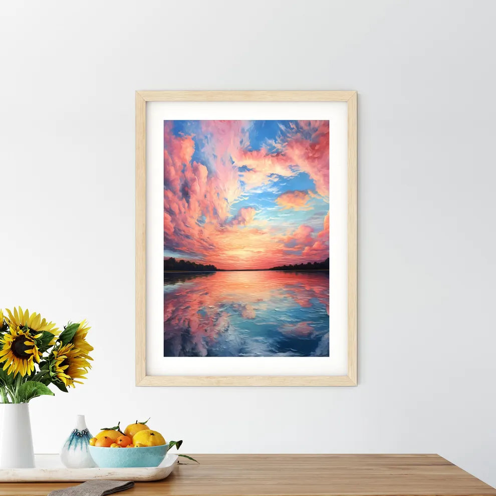 Pink Clouds Over A Body Of Water Art Prin - Kitchen Hangings